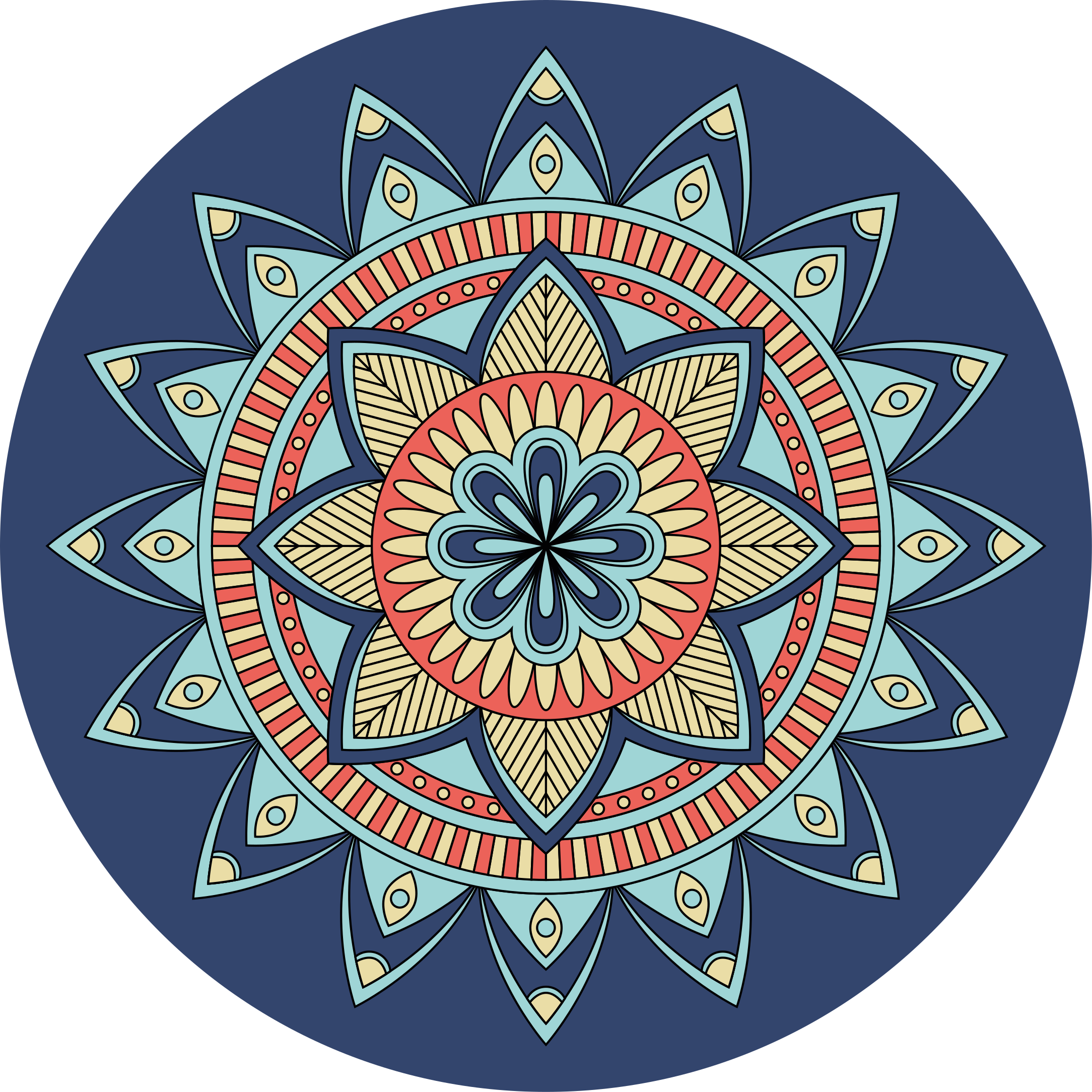 Tappeto vinile Mandala tonalità blu vibranti - TenStickers