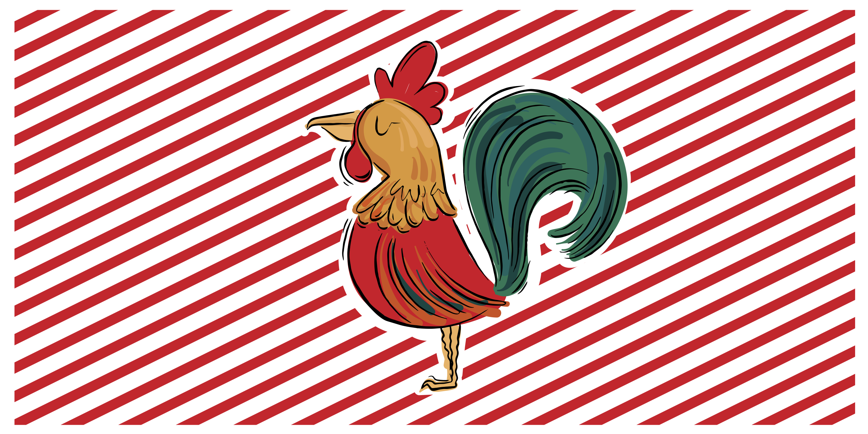 Tappeto vinile animali opera d'arte colorata del gallo - TenStickers