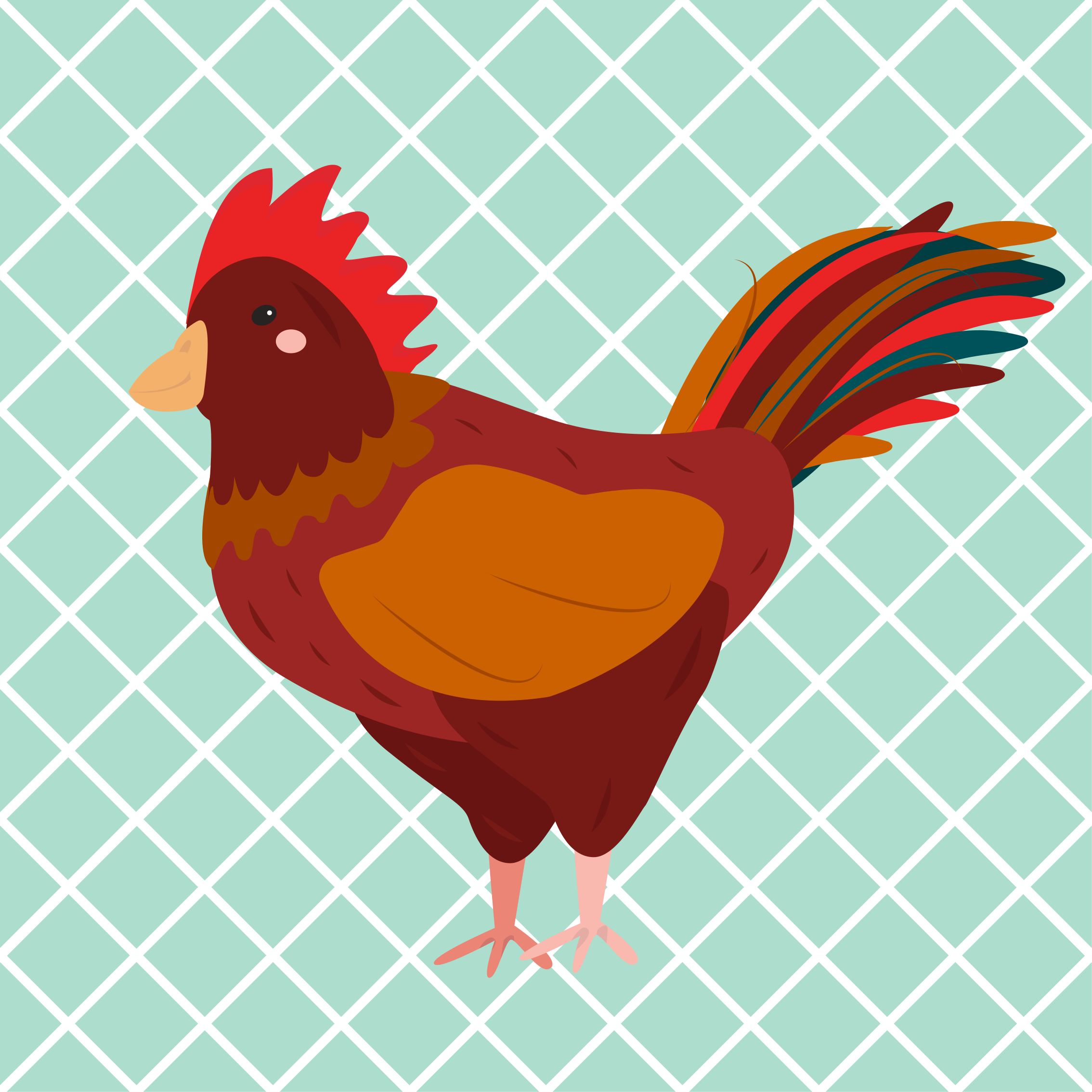 Tappeto pvc cucina illustrazione colorata del gallo - TenStickers