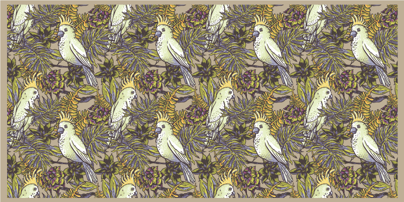 Tappeto vinile fiori modello di pappagalli colorati - TenStickers