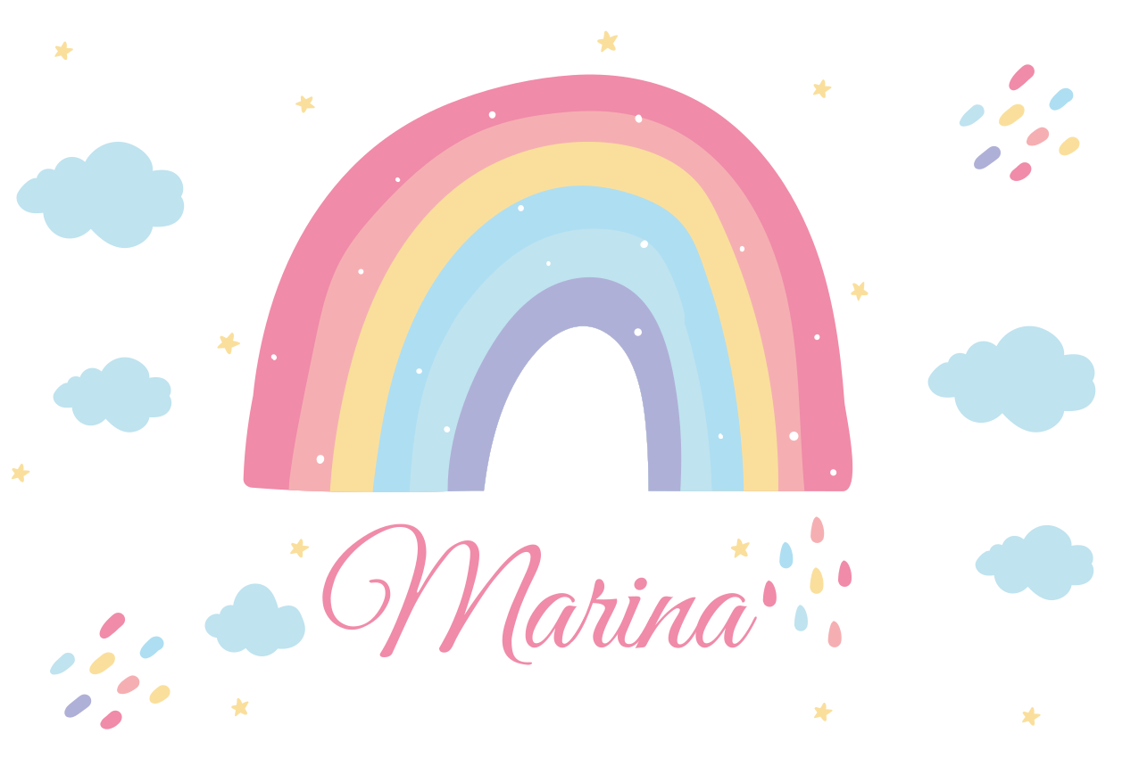 Tappeto vinile con nome arcobaleno colorato personalizzato - TenStickers