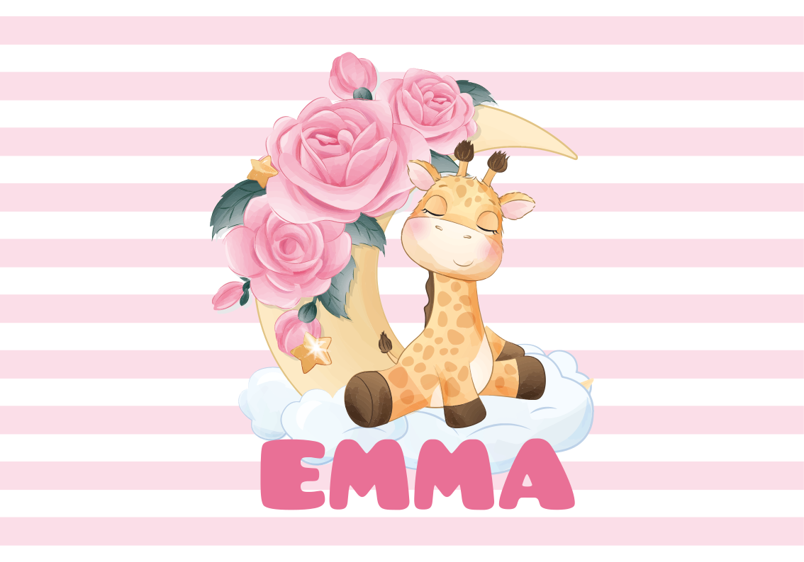Tappeto vinile bebé giraffa felice personalizzata - TenStickers