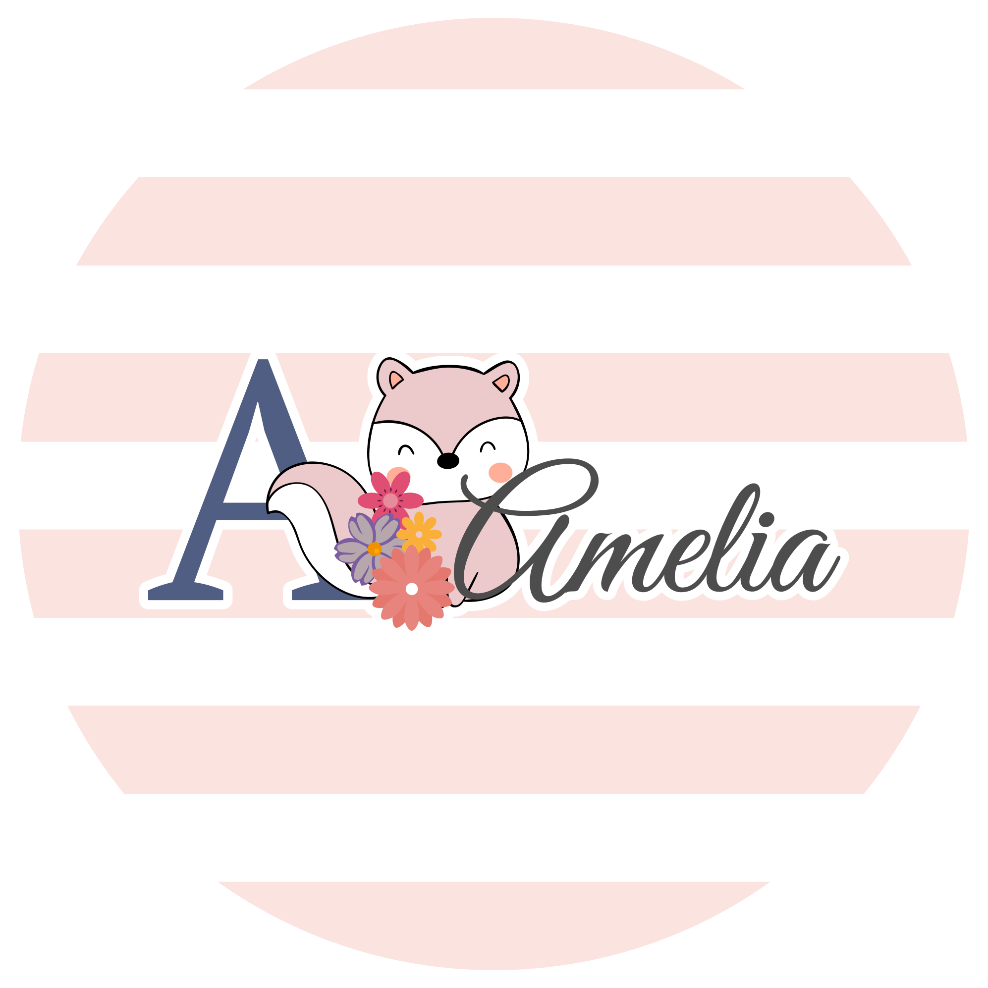 Tappeto vinile con nome design volpe personalizzabile - TenStickers