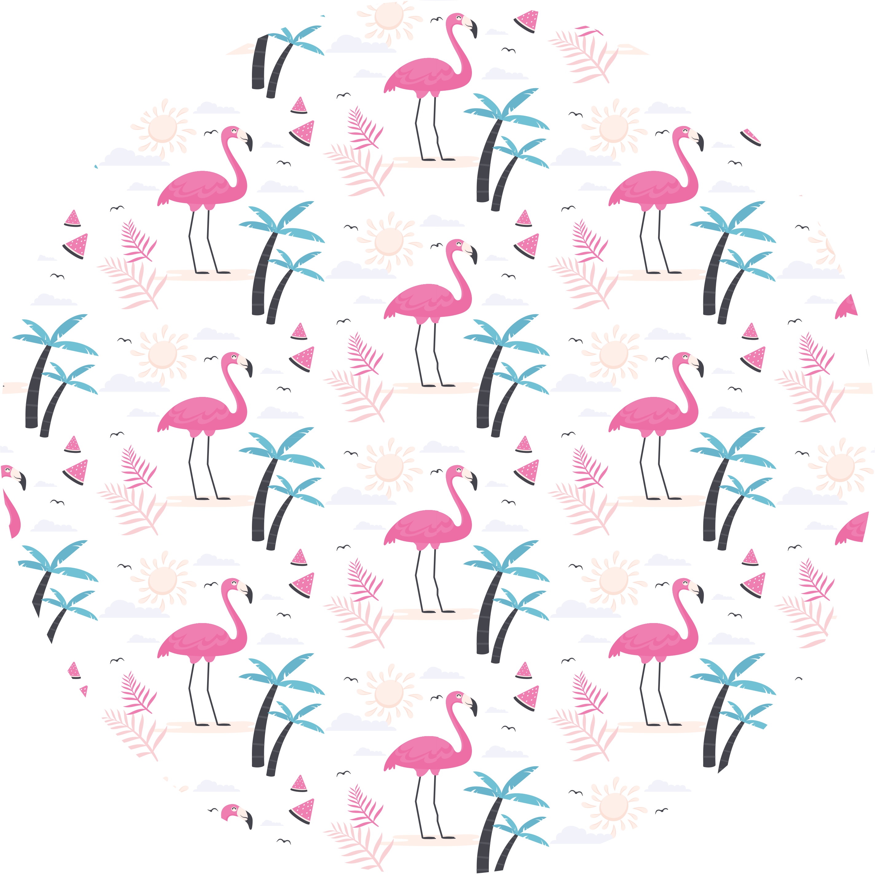 Tappeto vinile per ragazzi scena tropicale di fenicotteri - TenStickers