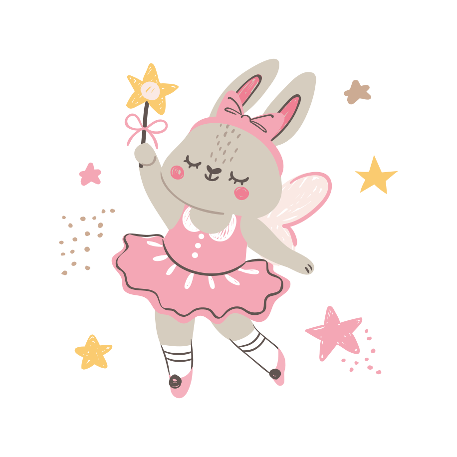 Tappeto vinile per bambini coniglio danzante con bacchetta - TenStickers
