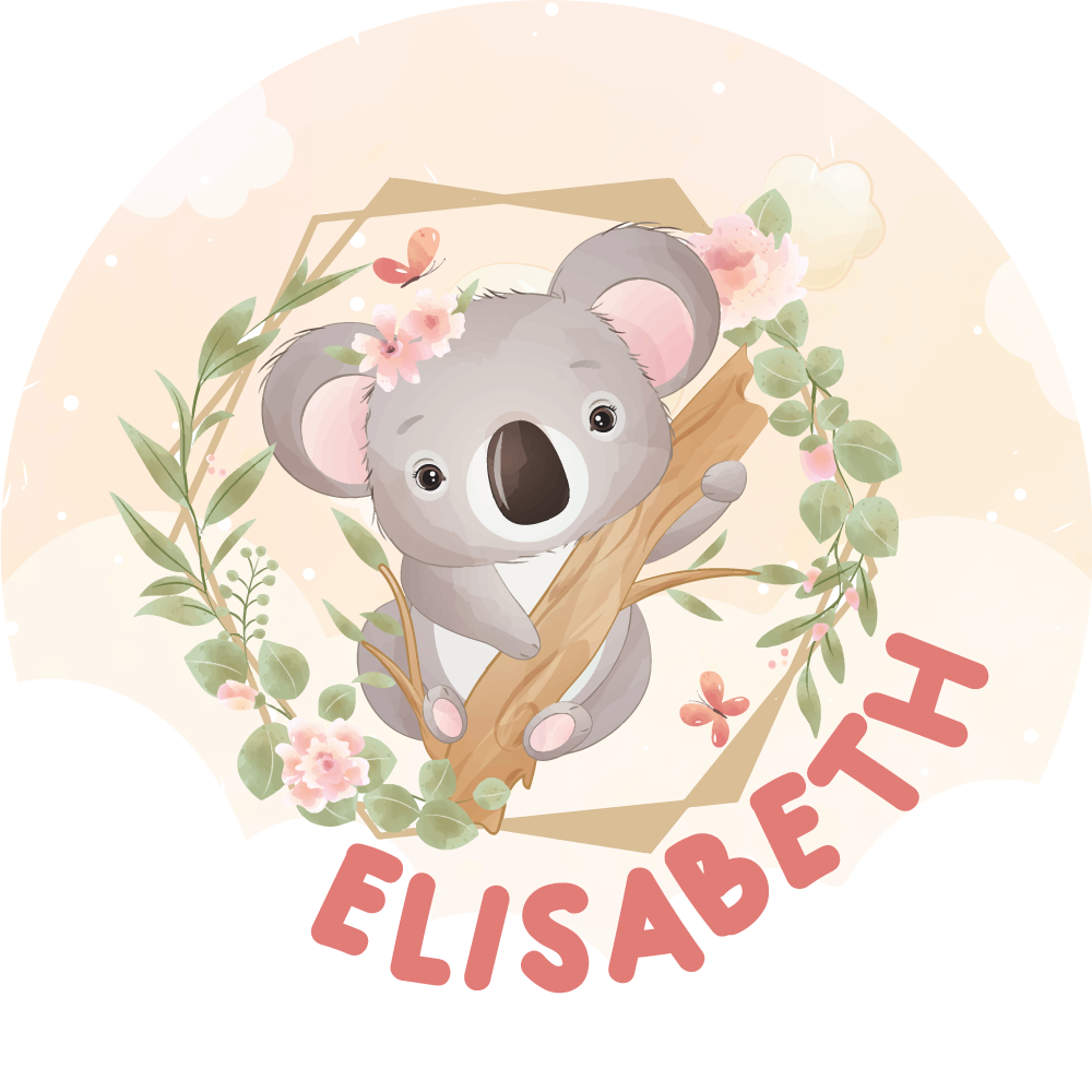 Tappeto vinile con nome arte di koala adorabile - TenStickers