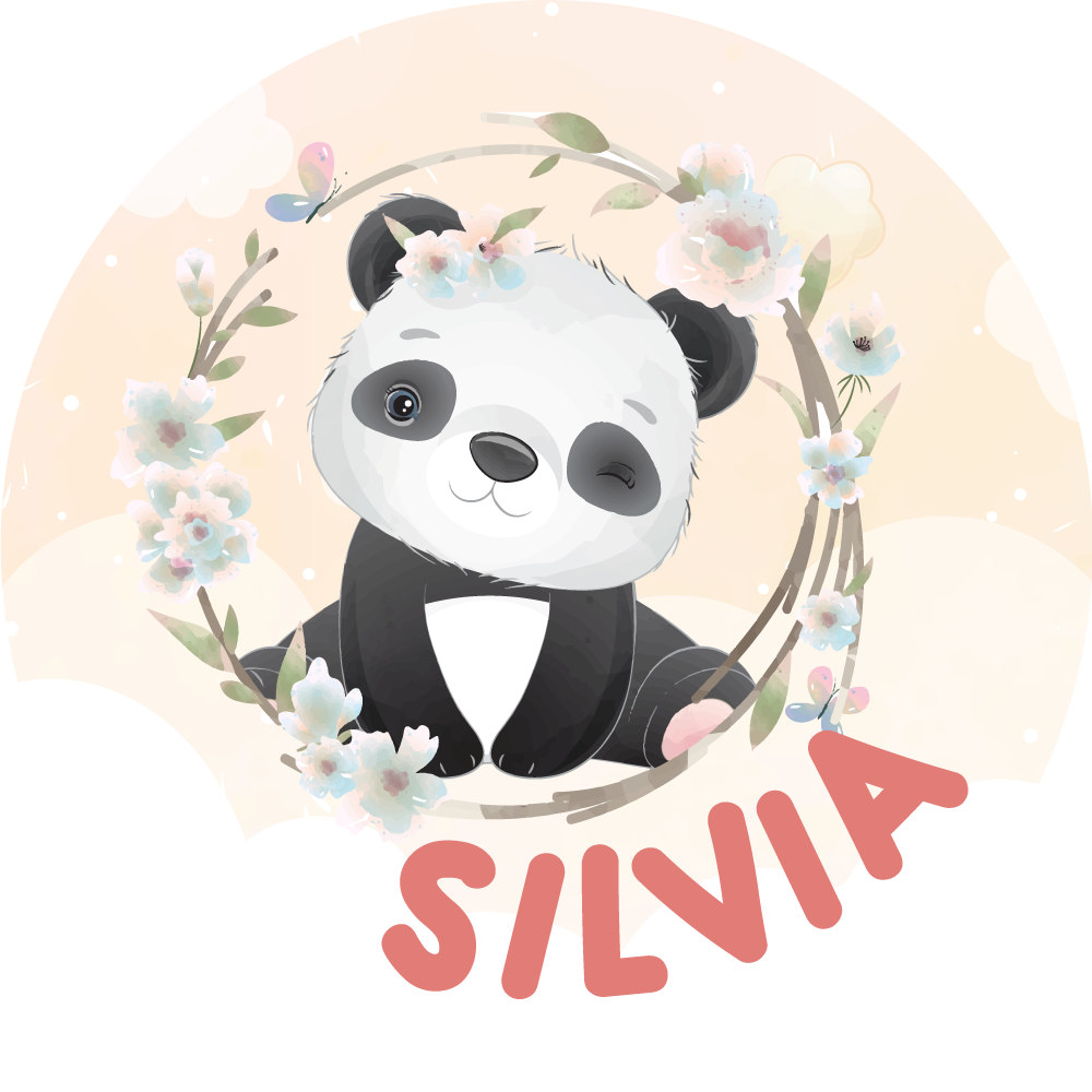 Tappeto vinile con nome arte del panda adorabile - TenStickers