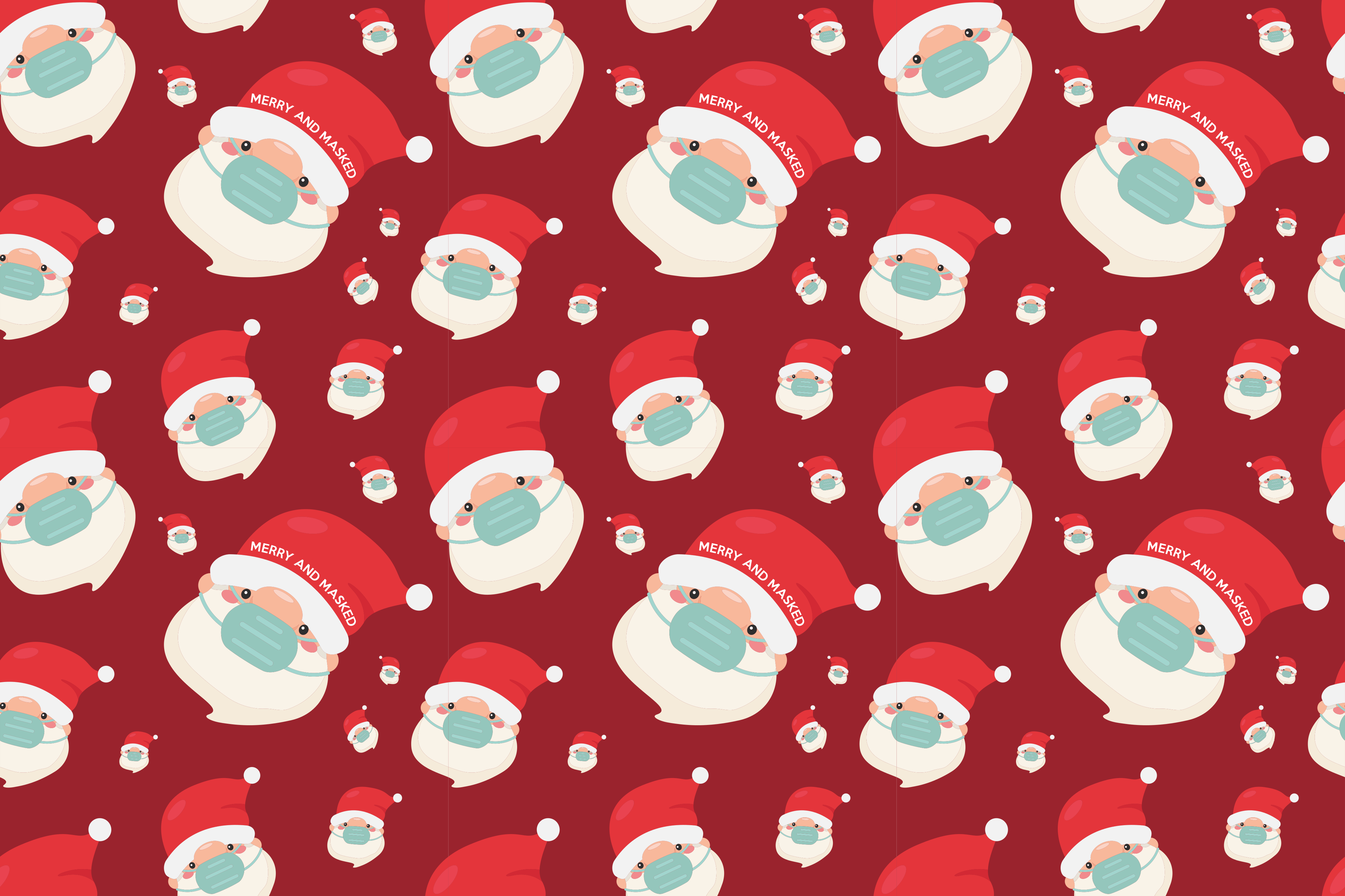 Tappeto vinile natale volti festivi di babbo natale - TenStickers
