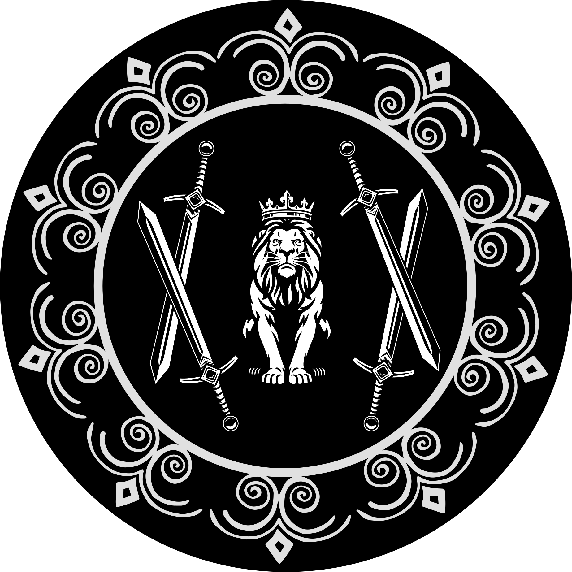 Tappeto vinile rotondo emblema del leone maestoso - TenStickers