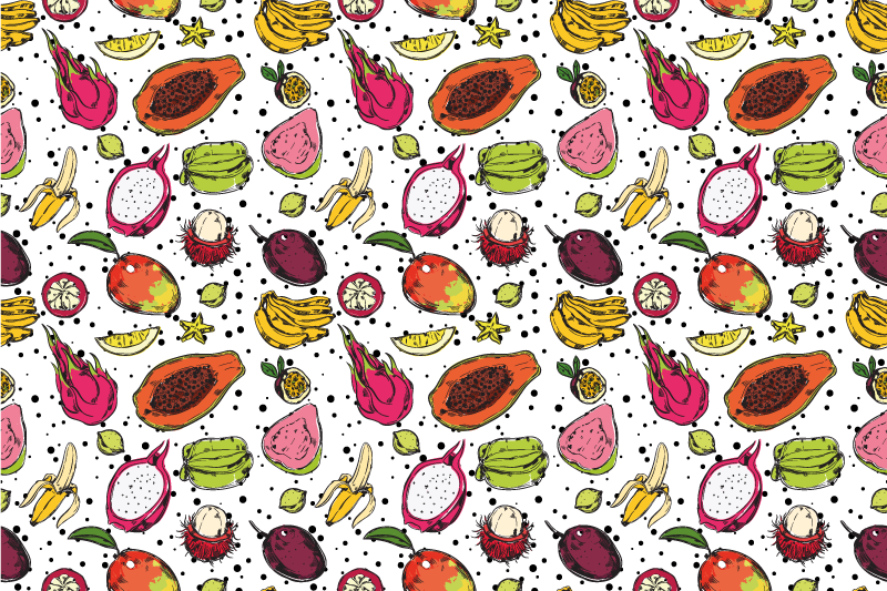 Tappeto vinile fiori motivo frutta tropicale - TenStickers