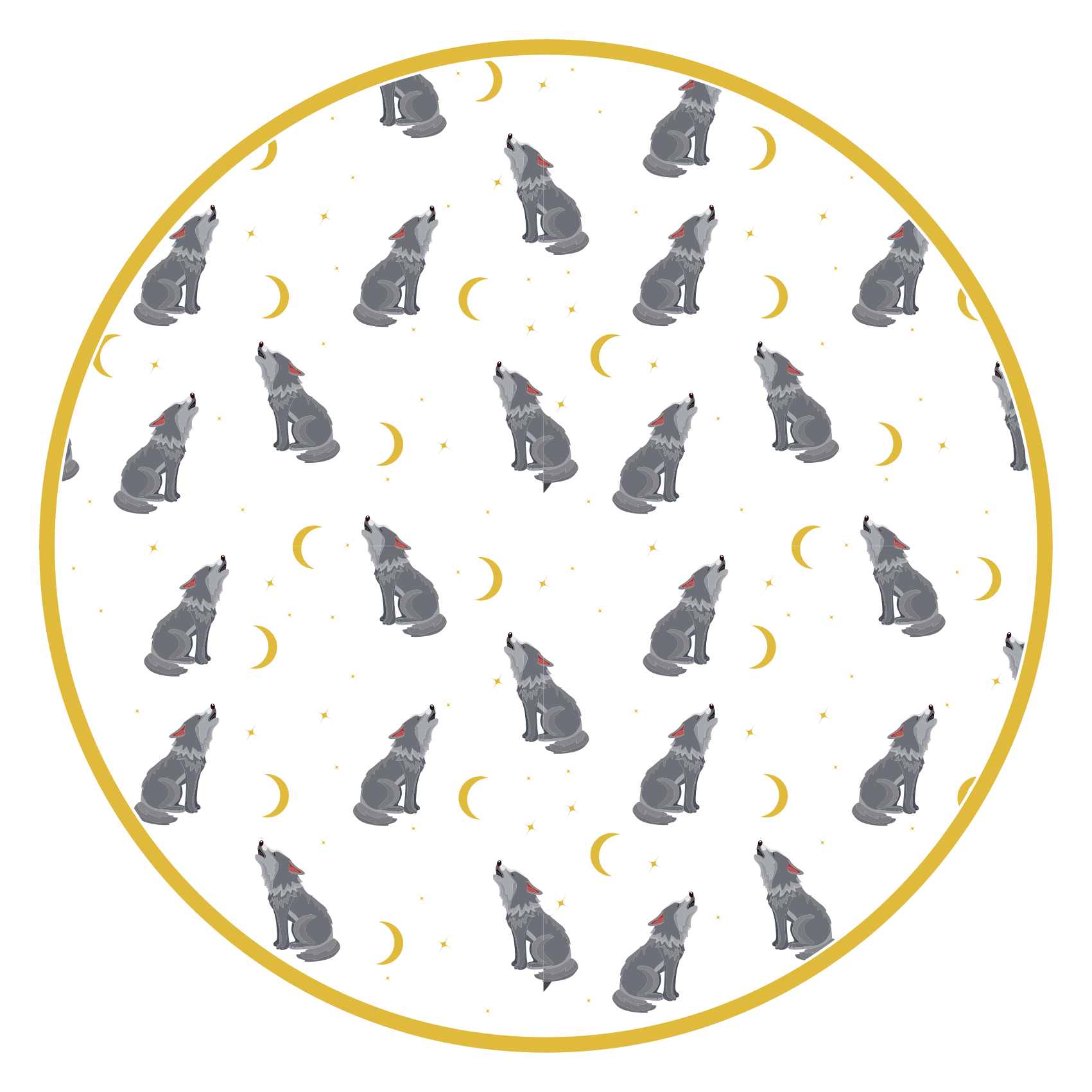 Tappeto vinile stampa animale modello di luna lupo - TenStickers