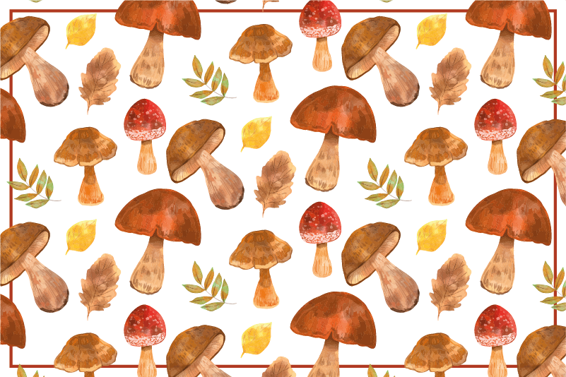 Tappeto vinile natura fungo e foglia - TenStickers