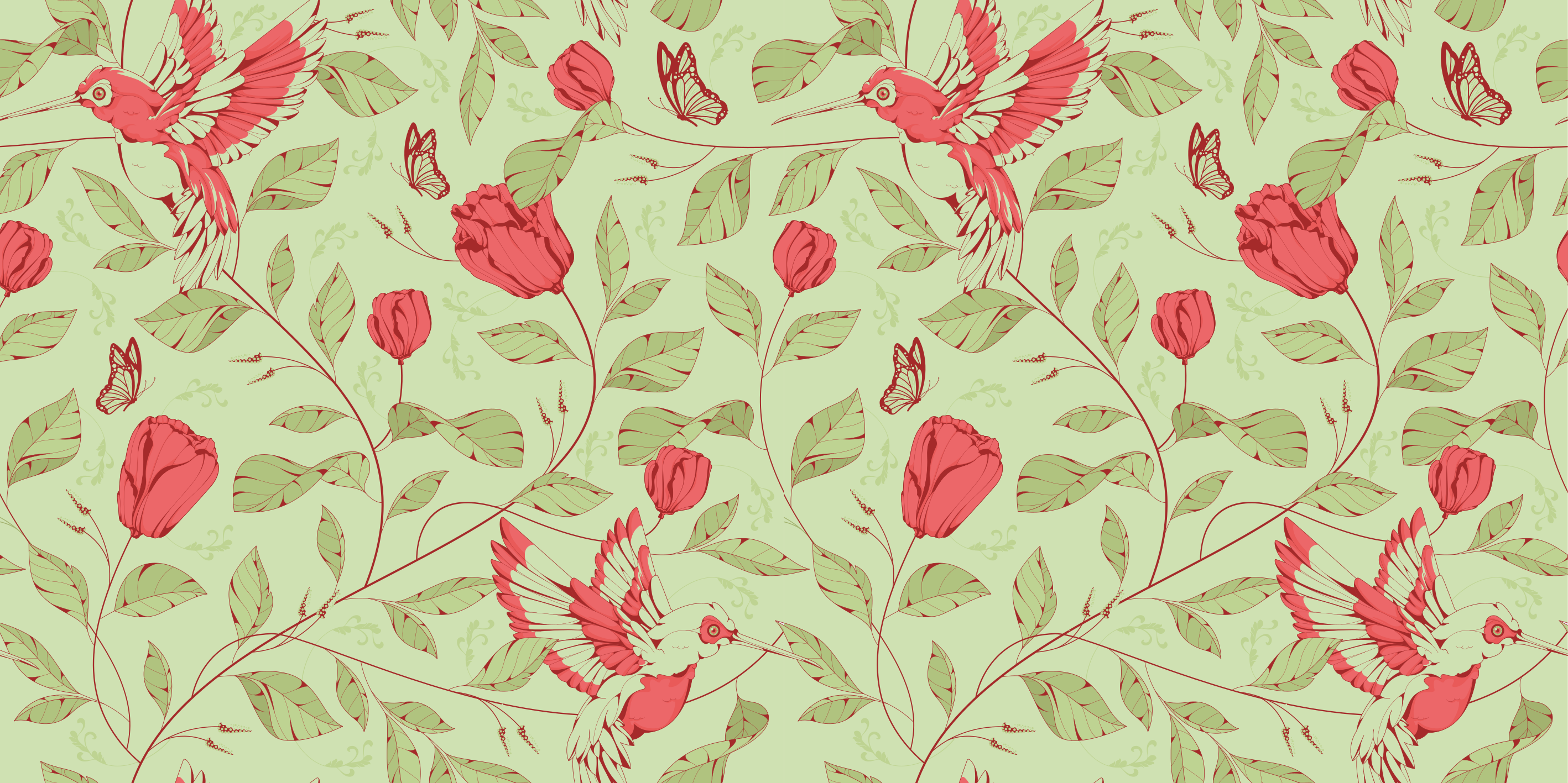 Zerbino pvc motivo floreale a colibrì - TenStickers