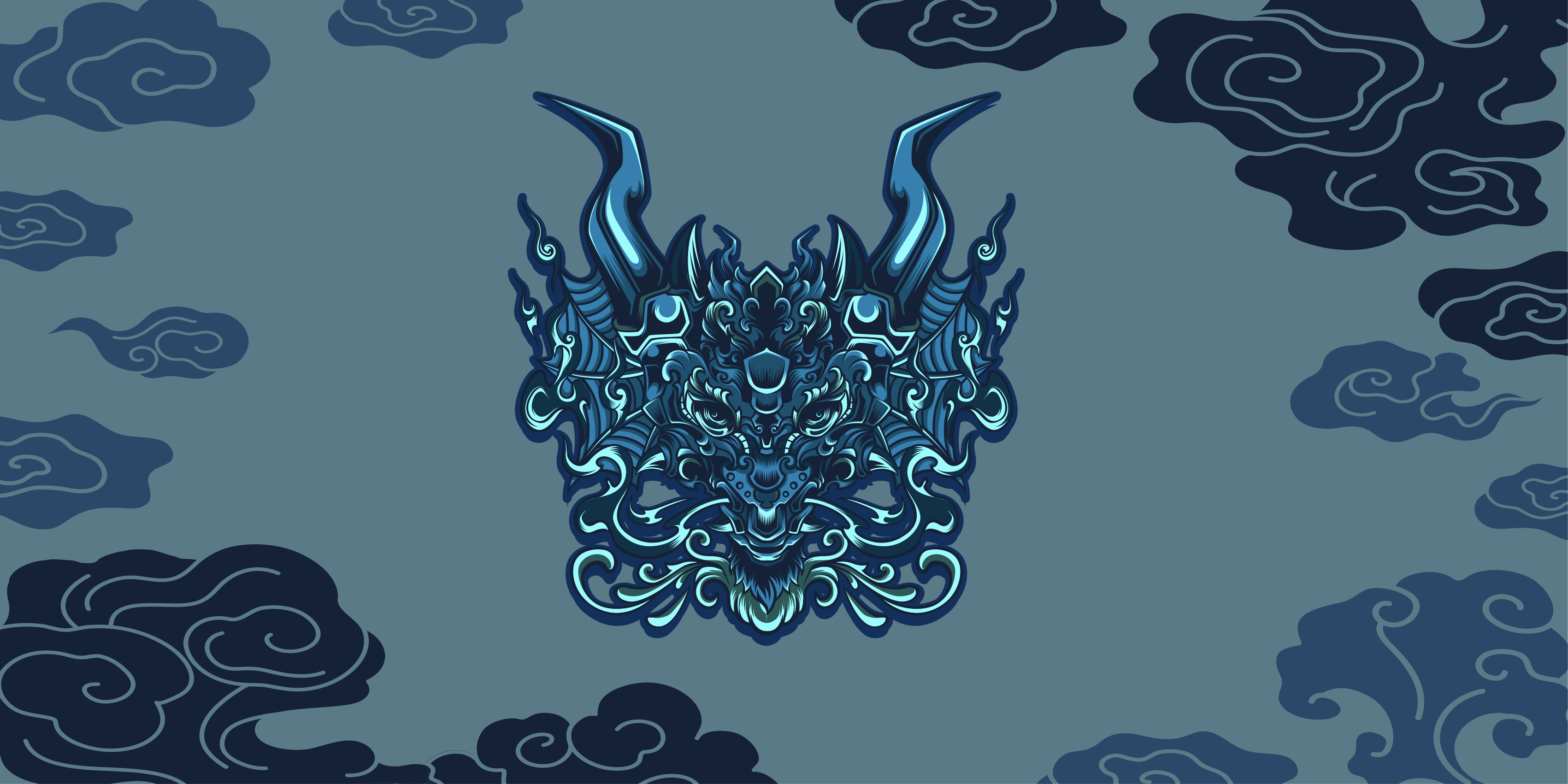 Tappeto vinile etnico motivo del drago grigio - TenStickers