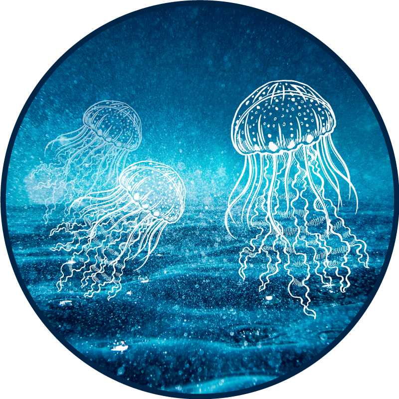 Tappeto di vinile animali la scena dell'oceano delle meduse - TenStickers