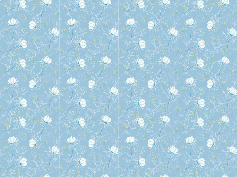 Tappeto vinile blu motivo foglia botanica - TenStickers