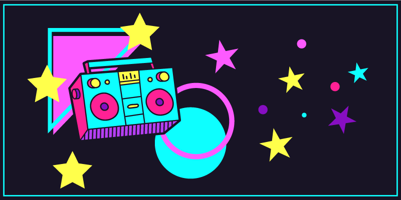 Tappeto vinile vintage grafica colorata del boombox - TenStickers