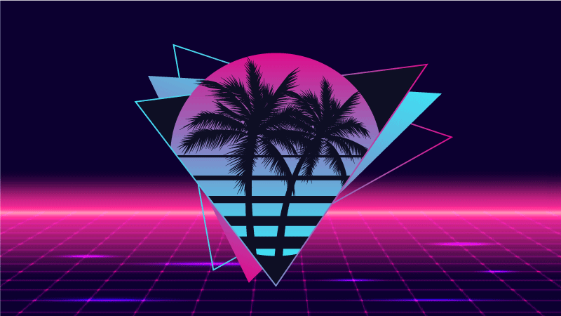 Tappeto vinile vintage palme al neon retrò - TenStickers