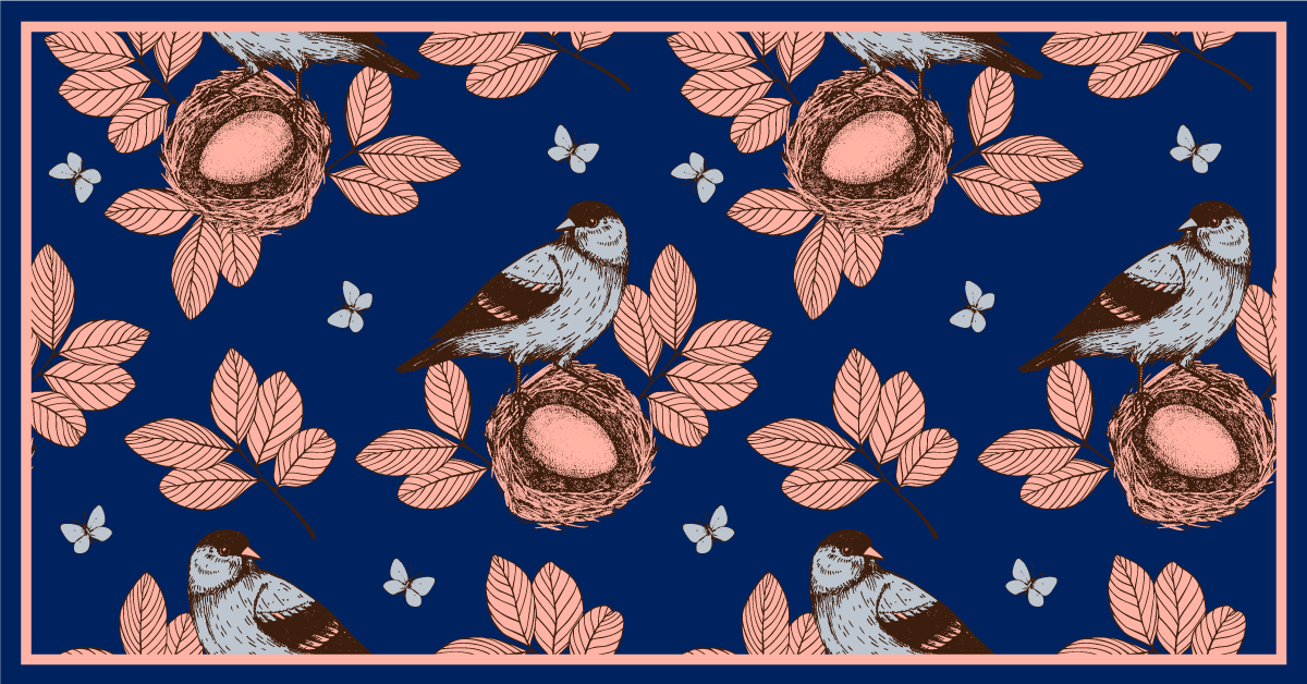 Tappeto vinile animali motivo botanico del nido di uccello - TenStickers
