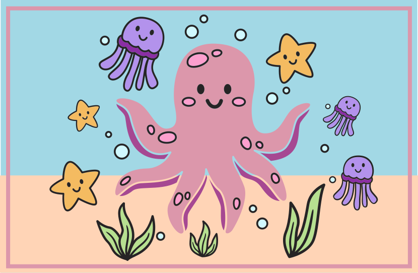 Tappeto vinile per bambini illustrazione amici oceano - TenStickers