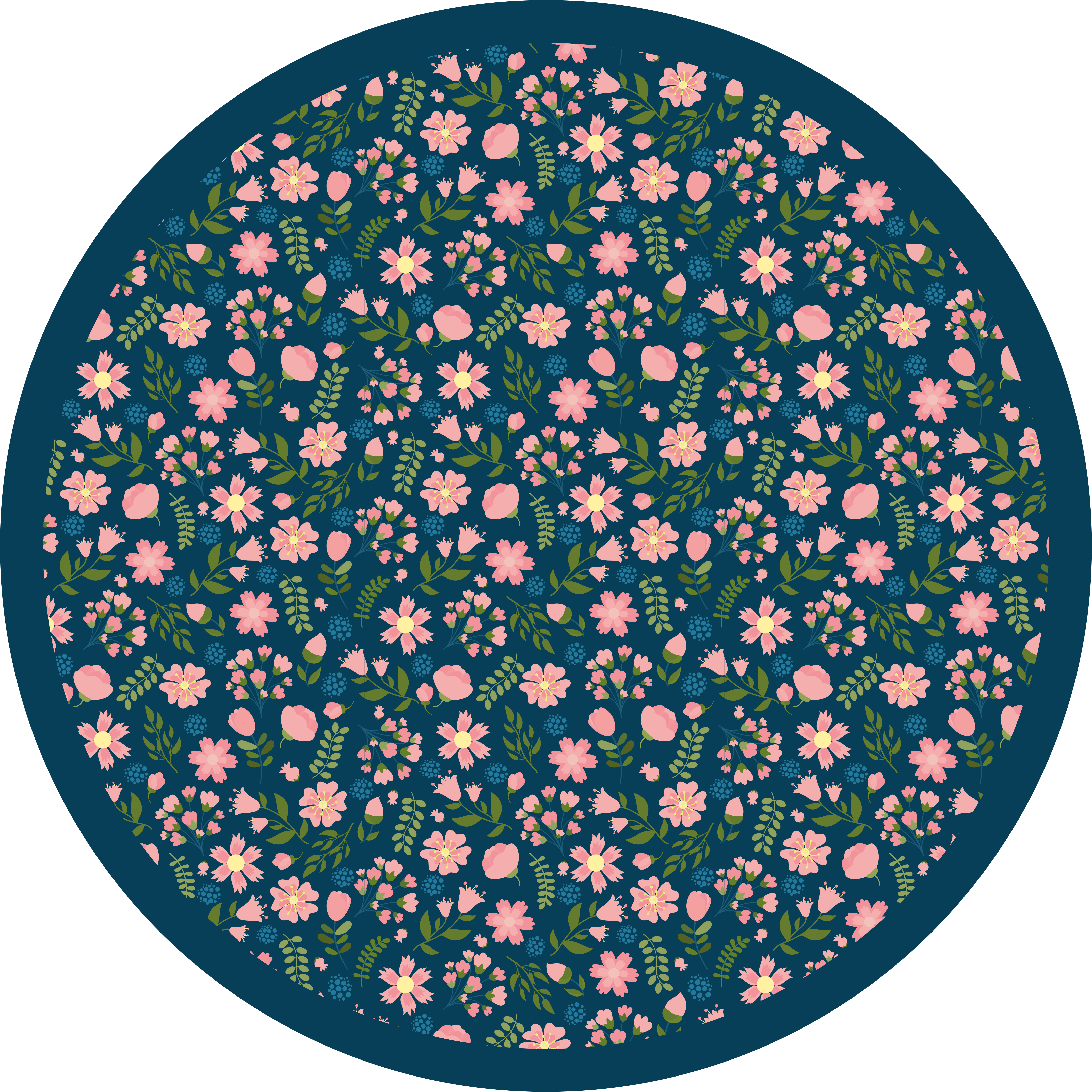 Tappeto vinile fiori motivo circolare floreale - TenStickers