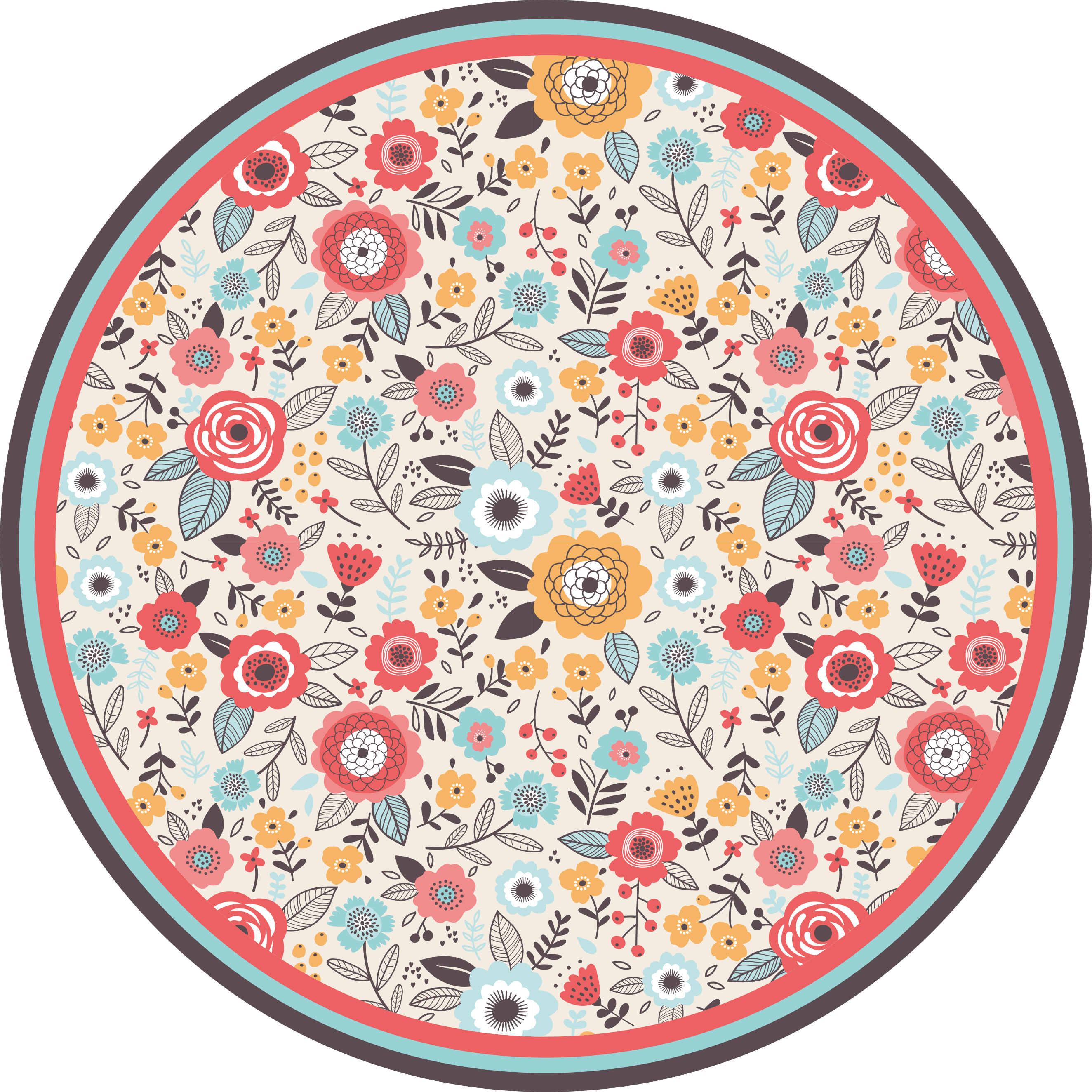 Tappeto vinile fiori disegno circolare floreale - TenStickers