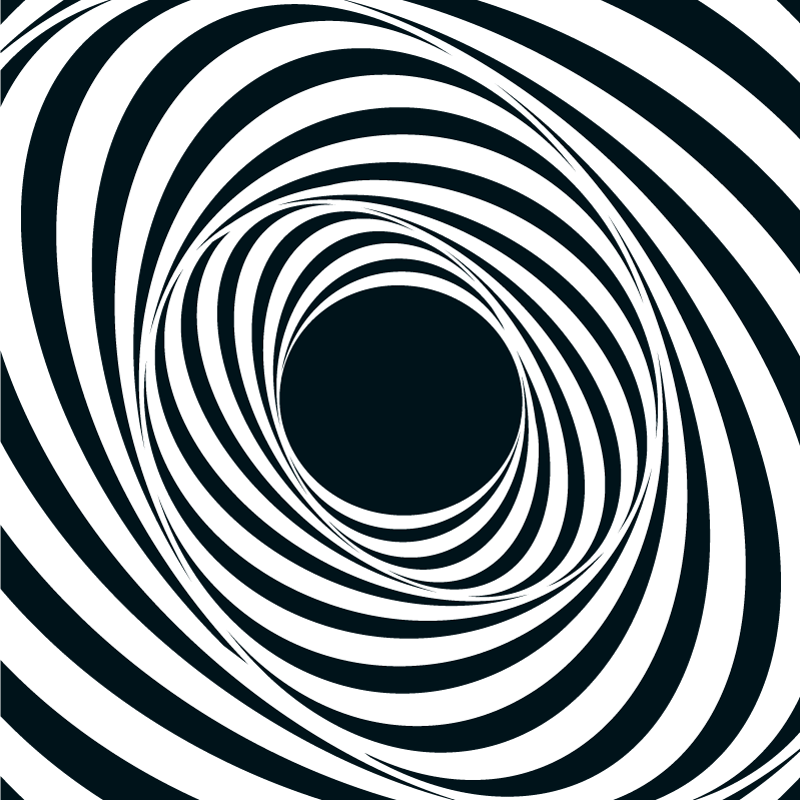 Tappeto vinile geometrico motivo vorticoso bianco nero - TenStickers