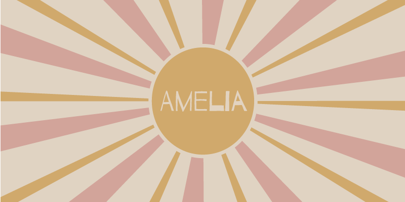 Tappeto vinile con nome testo sunburst personalizzabile - TenStickers