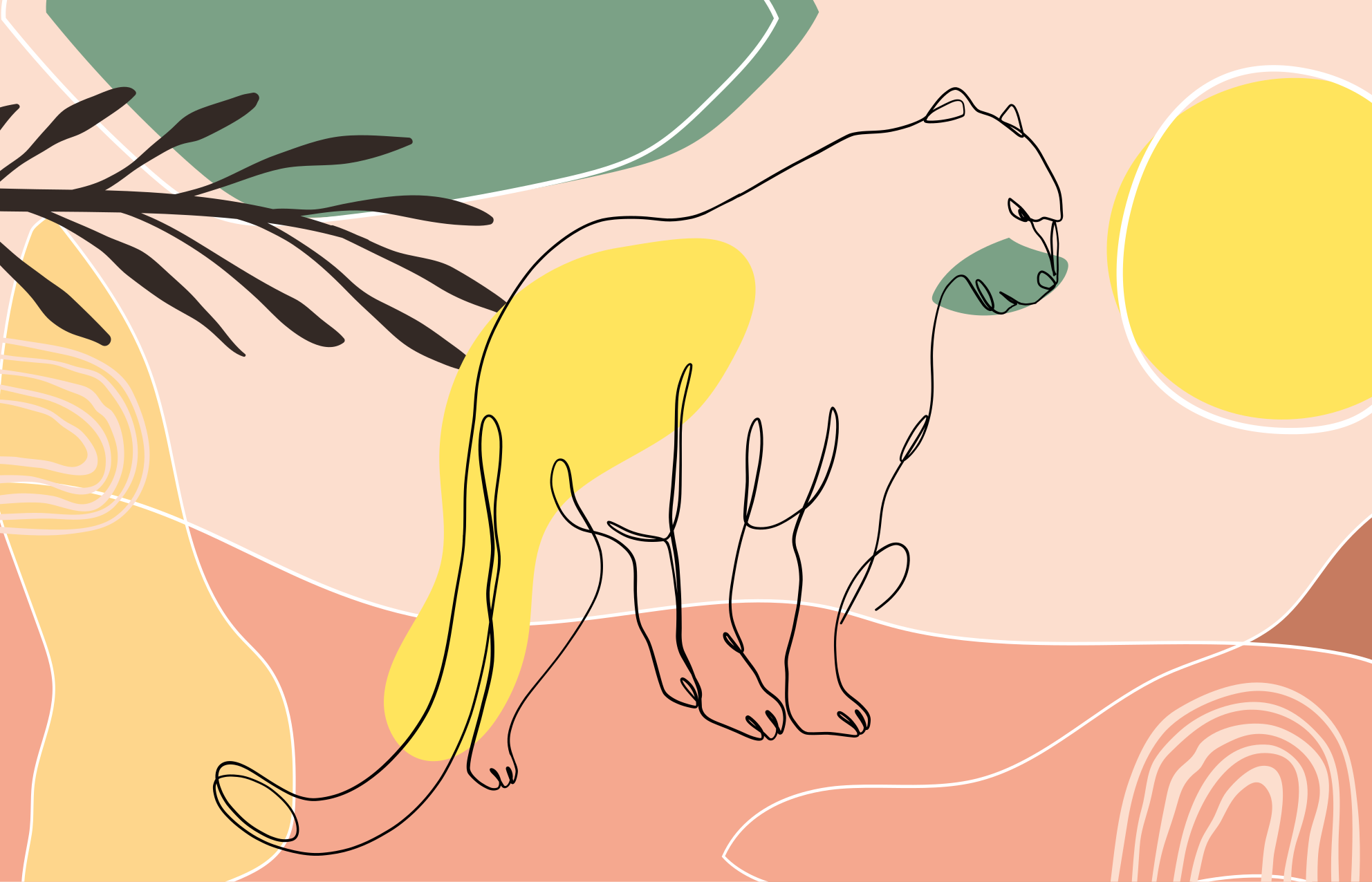 Tappeto in vinile con pantera fatta a linee - TenStickers