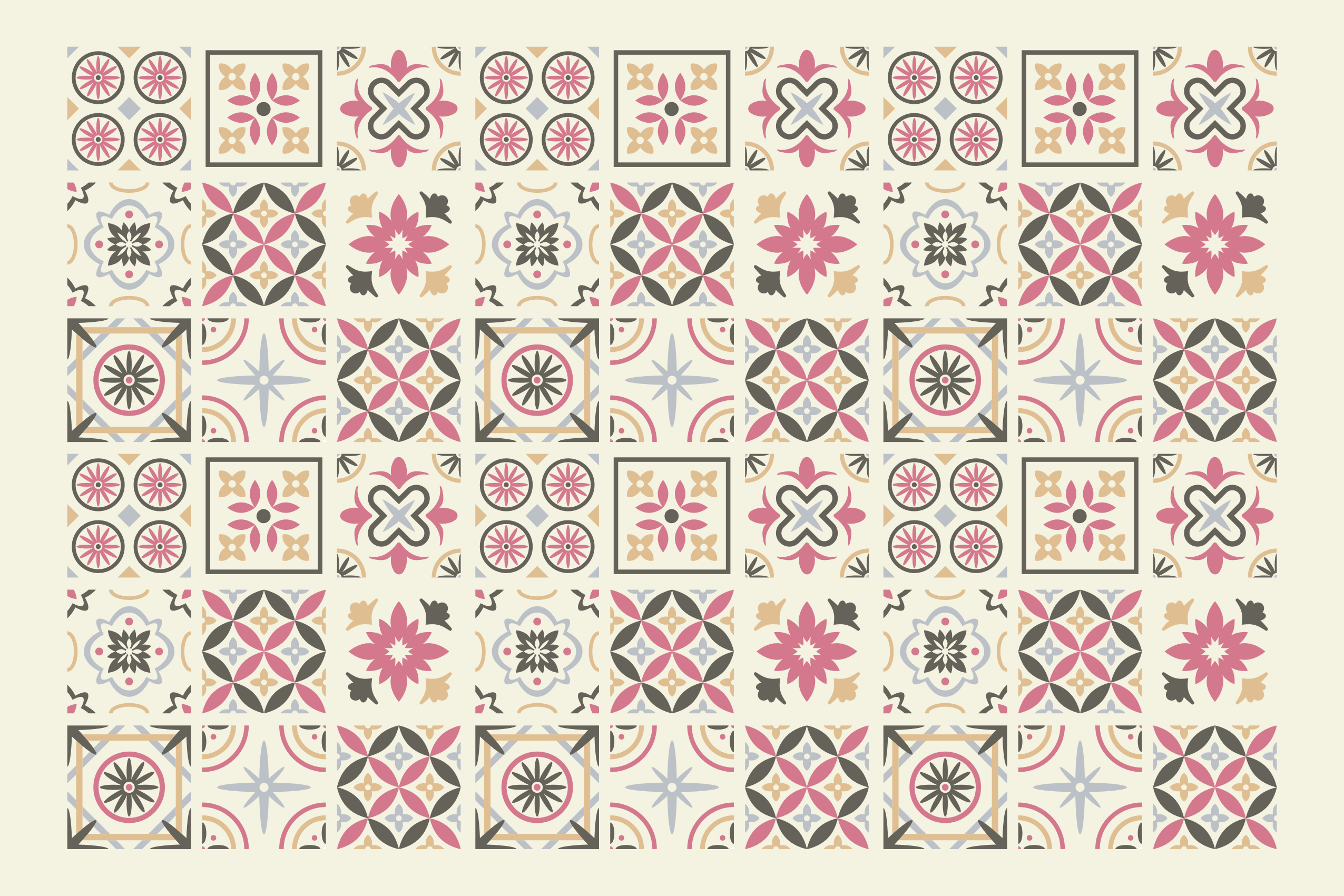 Tappeto in pvc effetto piastrella nicolle collage - TenStickers
