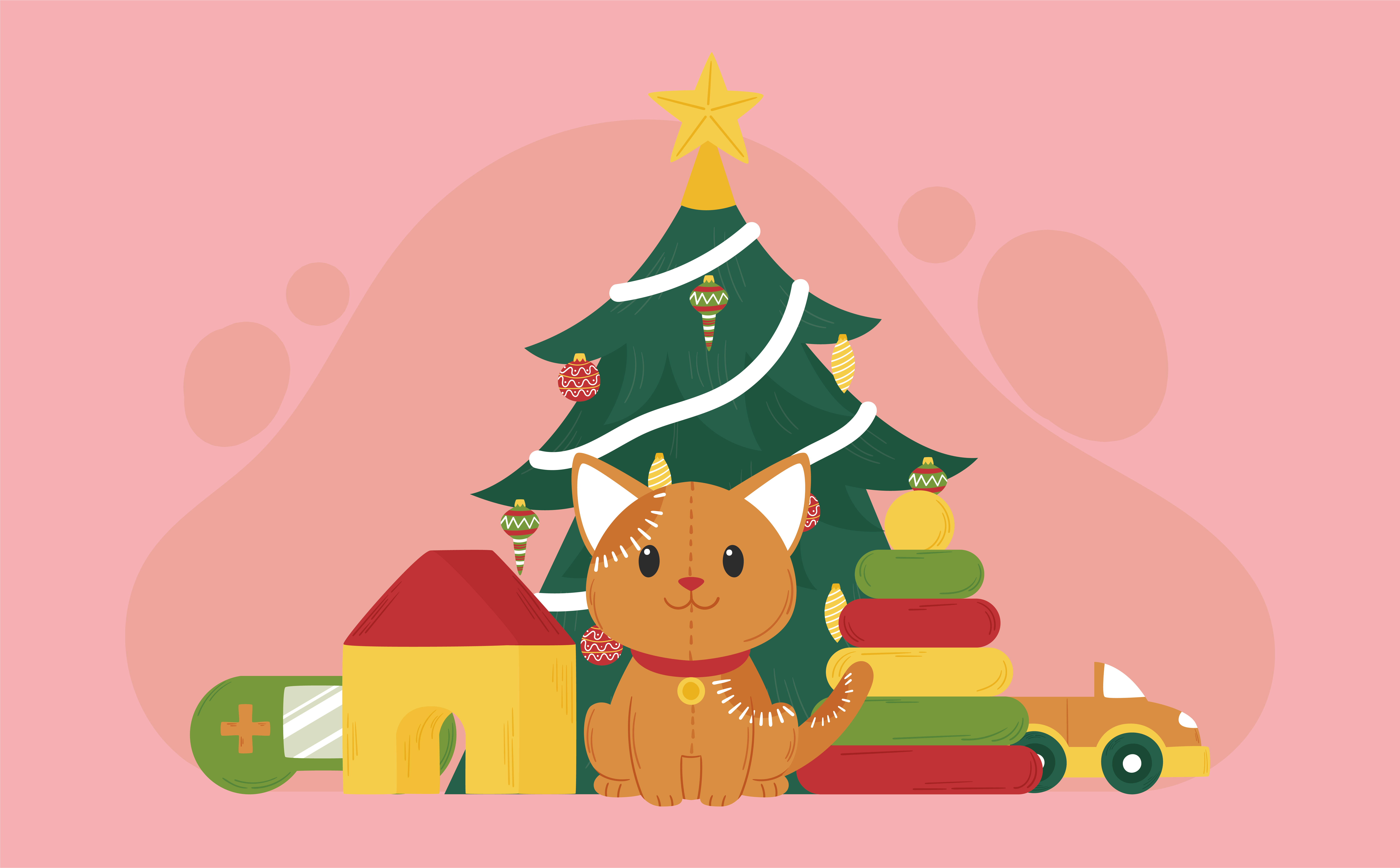 Tappeto di vinile animali gatto Natale - TenStickers