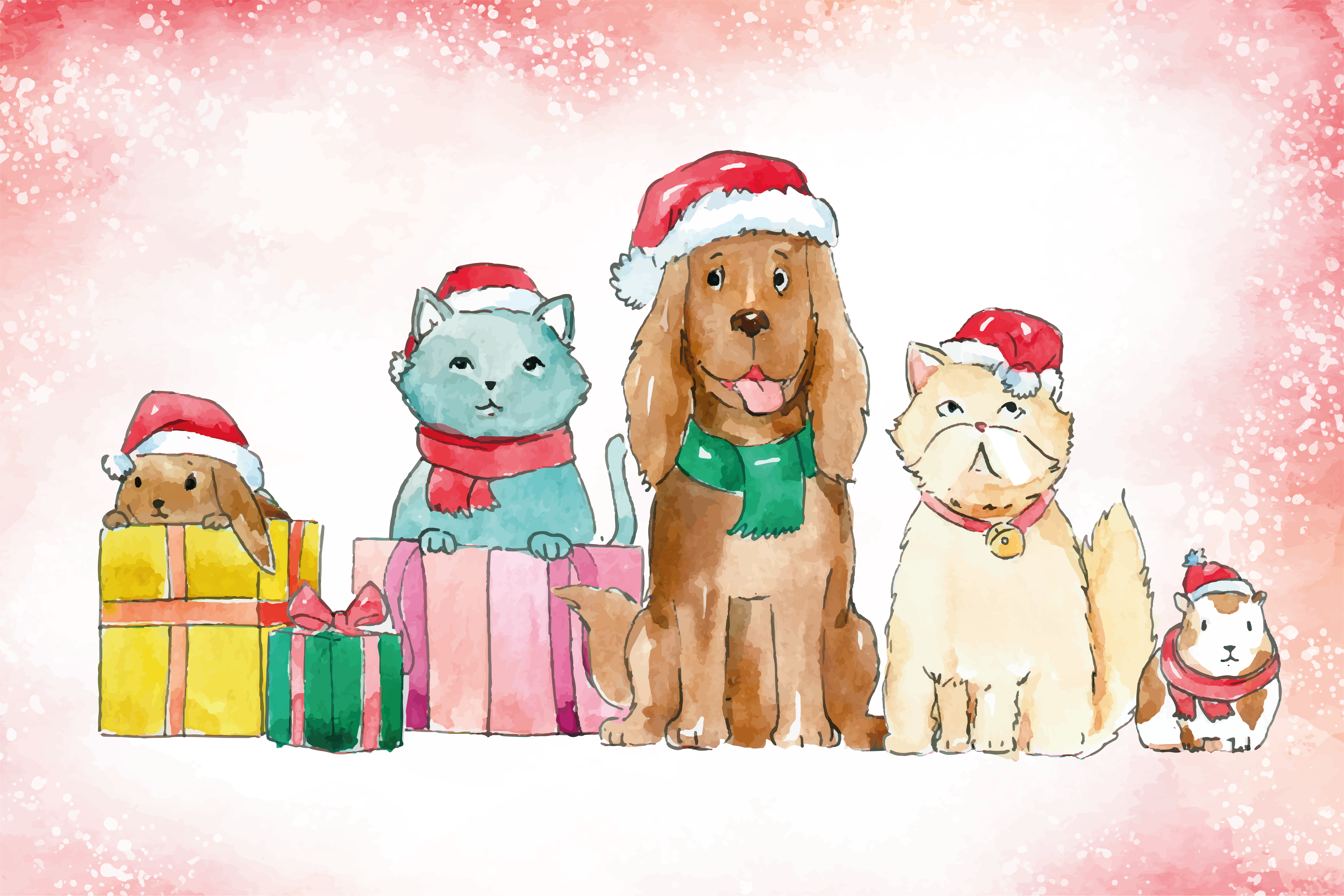 Tappeto di vinile animali animali domestici di Natale - TenStickers
