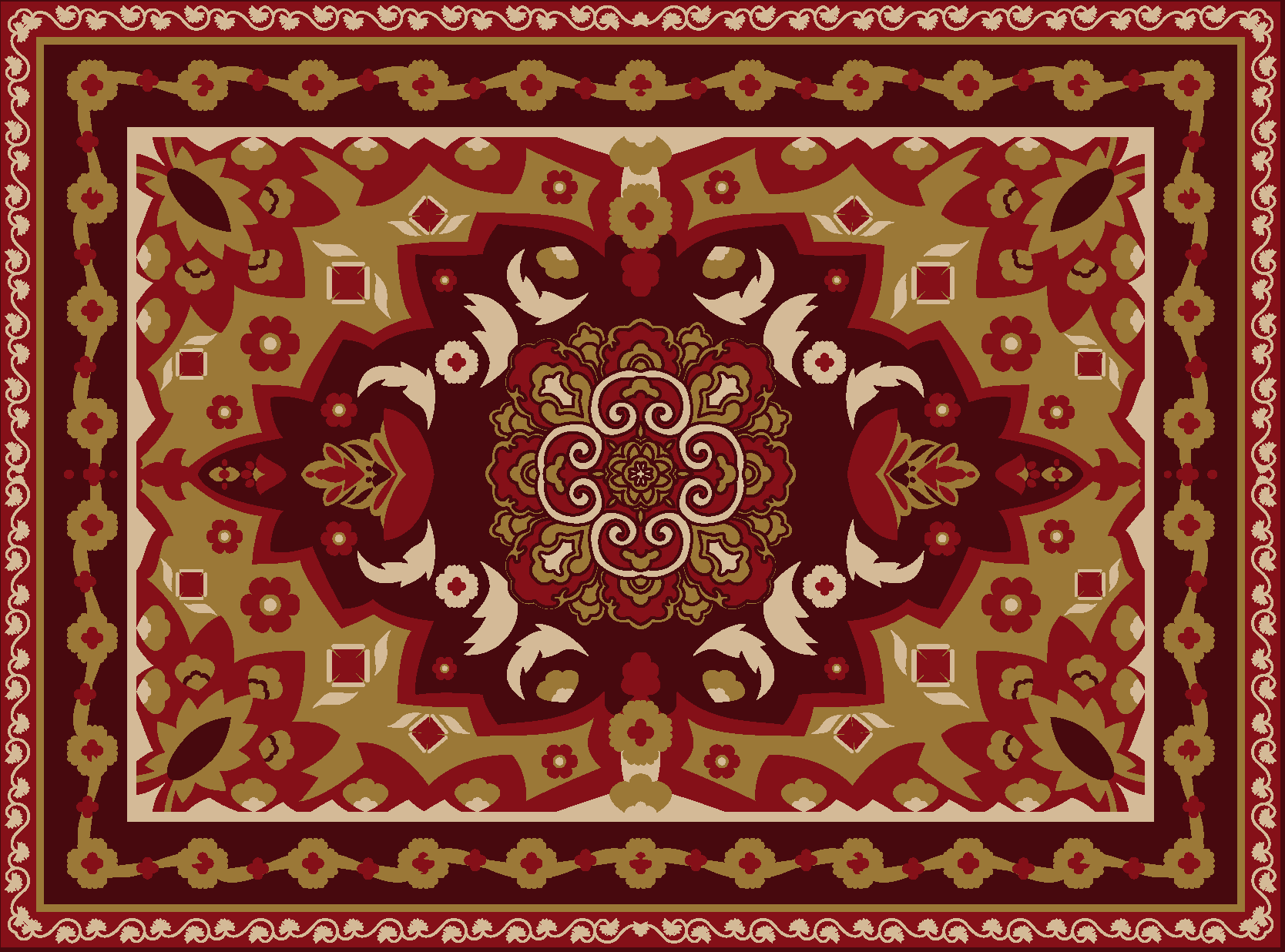 Tappeto vinile sala da pranzo design vintage geometrico floreale - TenStickers