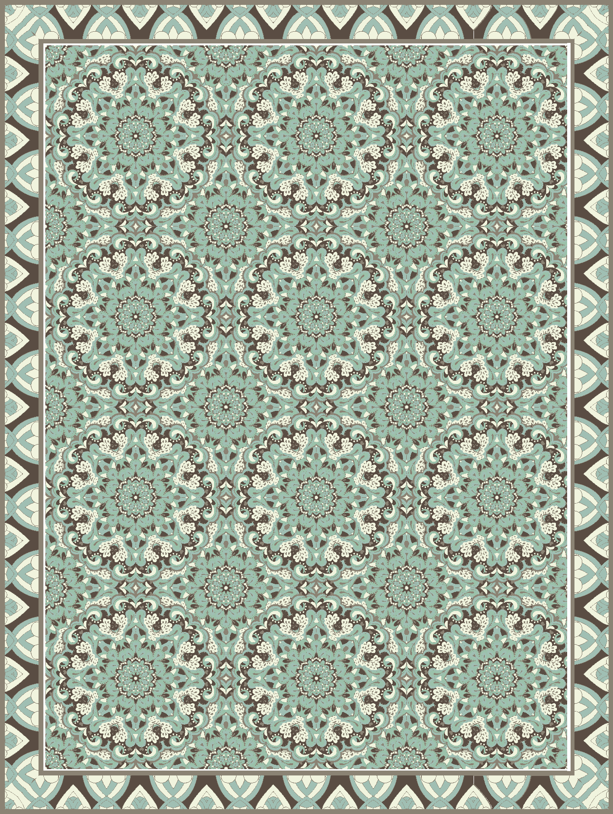 Tappeto vinile sala da pranzo motivo floreale a piastrelle - TenStickers