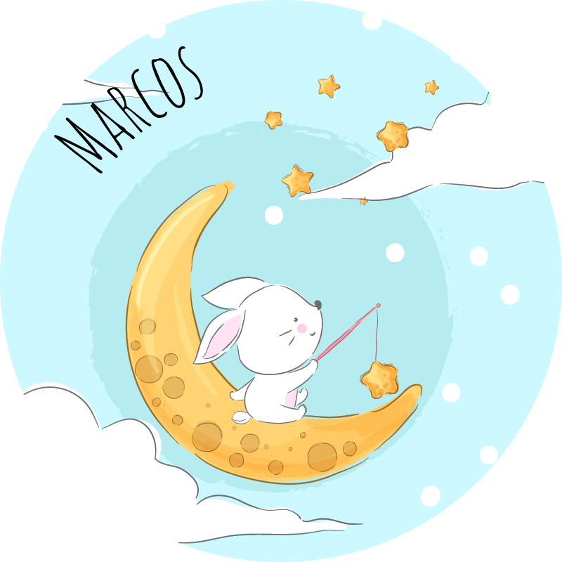 Tappeto vinile con nome pesca al chiaro di luna - TenStickers