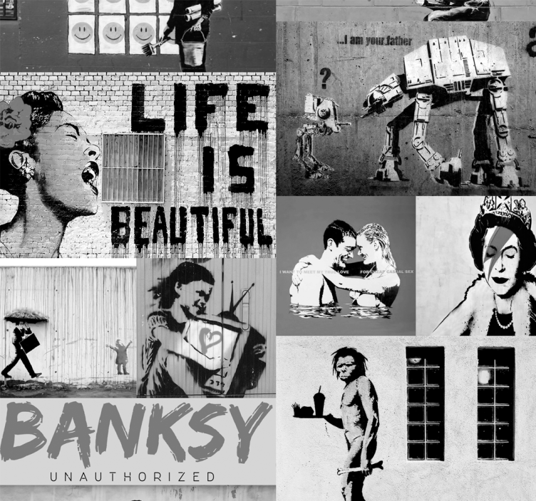 Carta da parati artistica Bansky collage - TenStickers