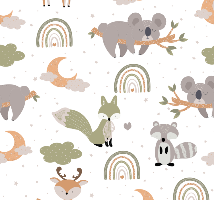 Carta da parati bambini modello animale scandinavoModello animale - TenStickers