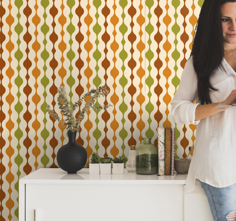 Carta da parati a righe disegno del modello curvo - TenStickers