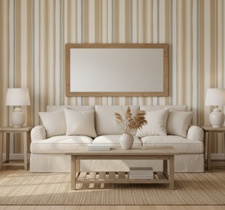 Carta da parati a righe verticali bianco beige - TenStickers