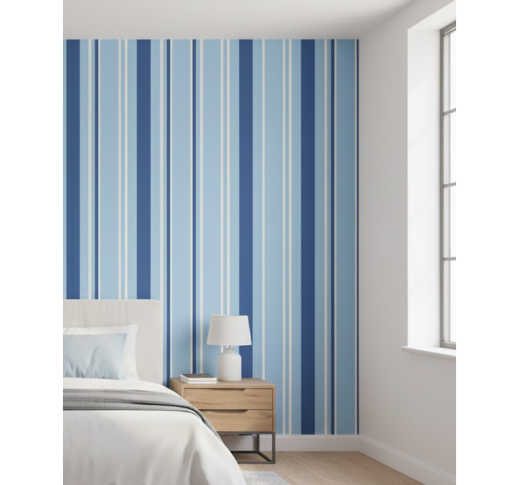Carta da parati a righe verticali blu chiaro e scuro - TenStickers