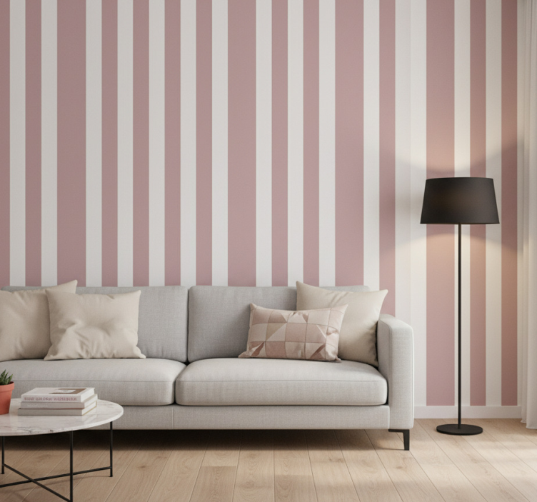Carta da parati a righe verticali righe rosa e bianche - TenStickers