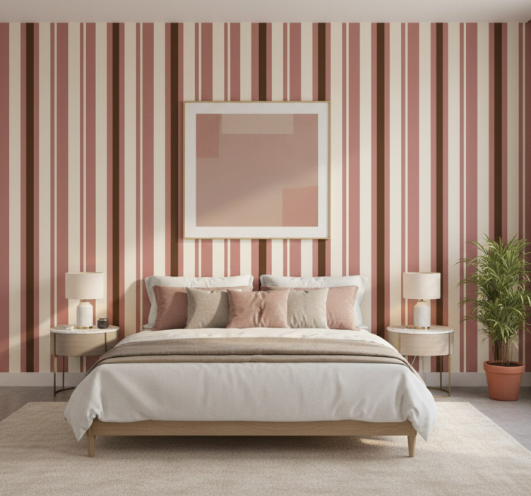 Carta da parati a righe verticali rosa e marroni - TenStickers