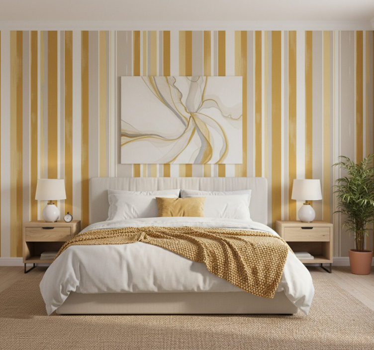 Carta da parati a righe verticali strisce gialle - TenStickers