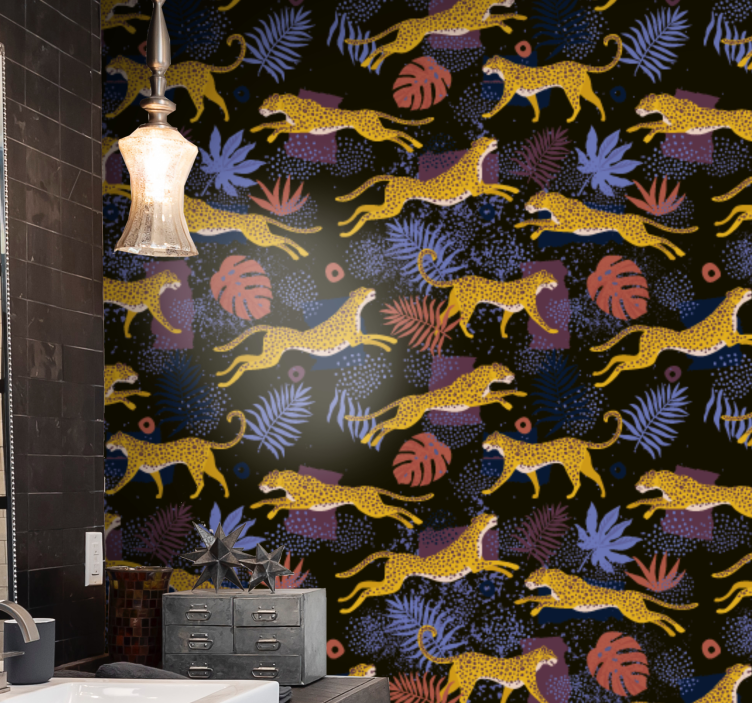 Carta da parati animali mosaico della fauna della giungla - TenStickers