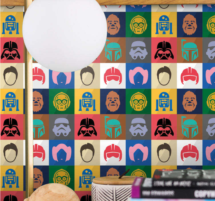 Carta da parati artistica griglia di caratteri iconici - TenStickers