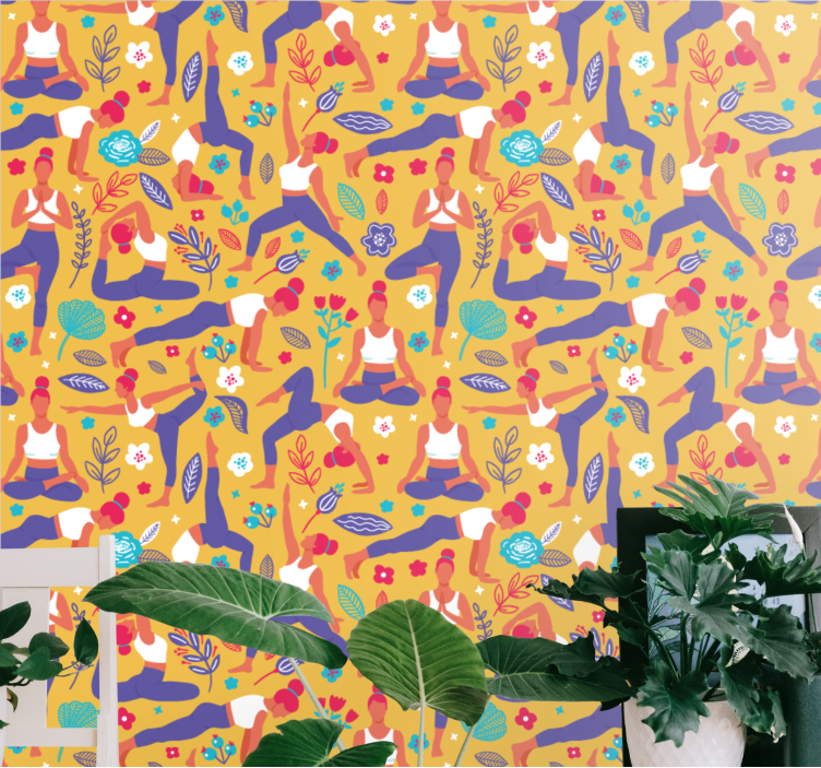 Carta da parati artistica lo yoga pone il modello - TenStickers