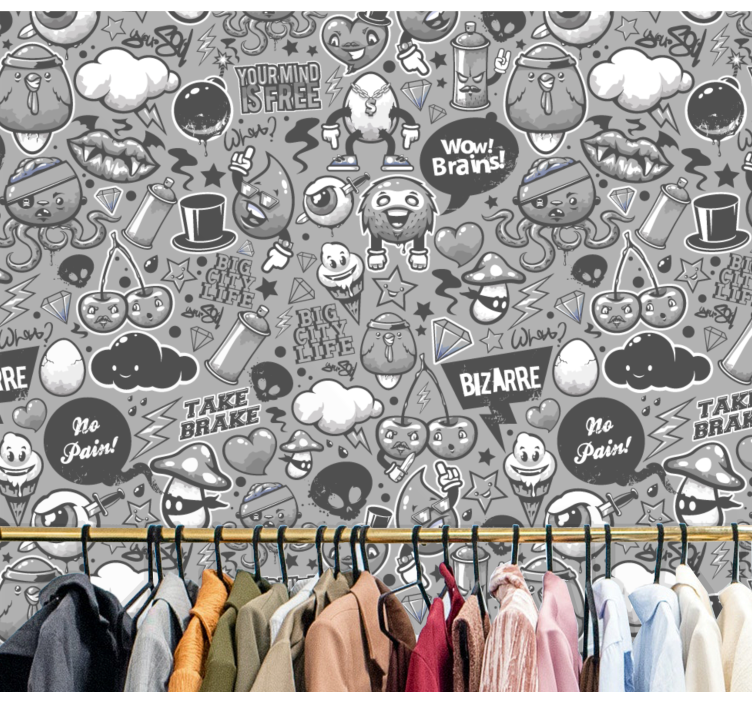 Carta da parati artistica scarabocchi eclettici - TenStickers