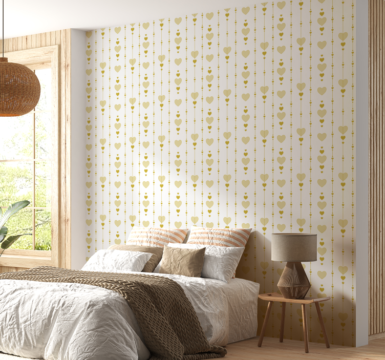 Carta da parati astratta cuori dorati - TenStickers
