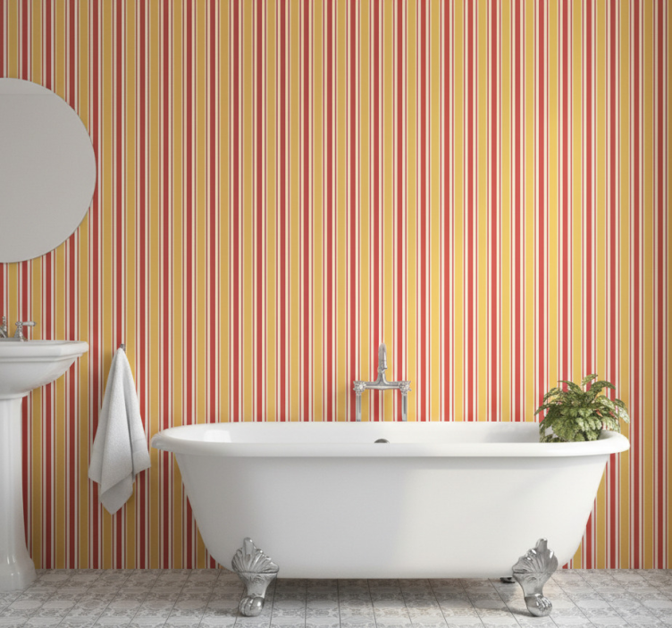 Carta da parati bagno motivo a righe colorate - TenStickers