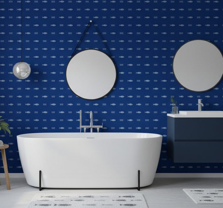 Carta da parati bagno tappetino pesci - TenStickers